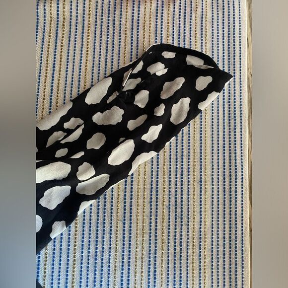 Maje Mini Dress Size 6 Rosima Black & White Ruched Wrap Front Long Sleeve NWT - Picture 10 of 16